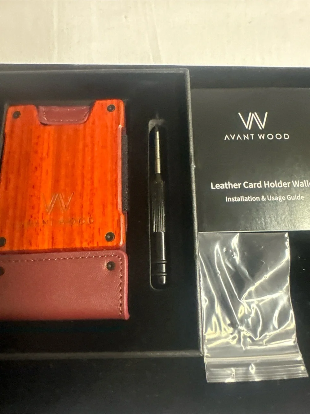 Men’s Wooden Card Wallet in Brown Leather